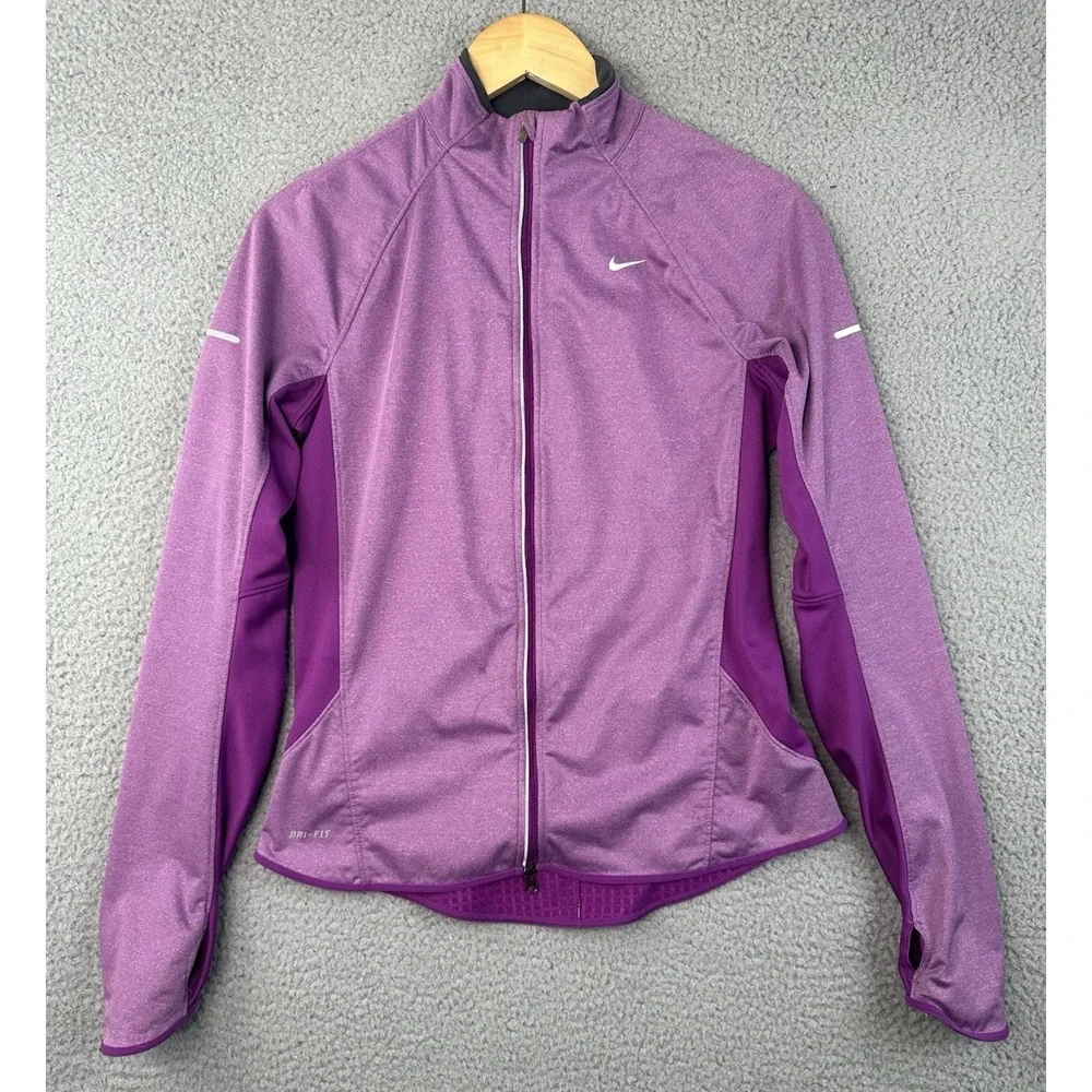 Nike Element Shield Womens Running Jacket M Purple Heathered Full Zip 444912-552